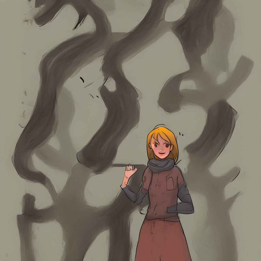 Concept art from a narrative-driven indie game showing a character expressing emotion