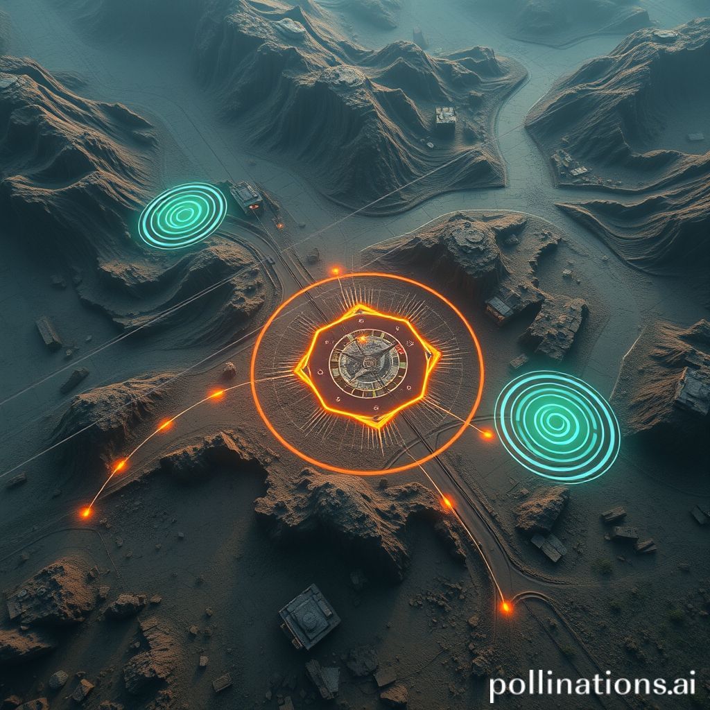 A stylized, top-down view of a Call of Duty Warzone map segment, with subtle, glowing sound wave indicators emanating from an enemy player's position, highlighting footsteps and a distant gunshot, overlaid with a translucent UI element indicating directional audio, emphasizing the importance of sound, futuristic tactical interface, ultra realistic, highly detailed, 8k quality, photorealistic
