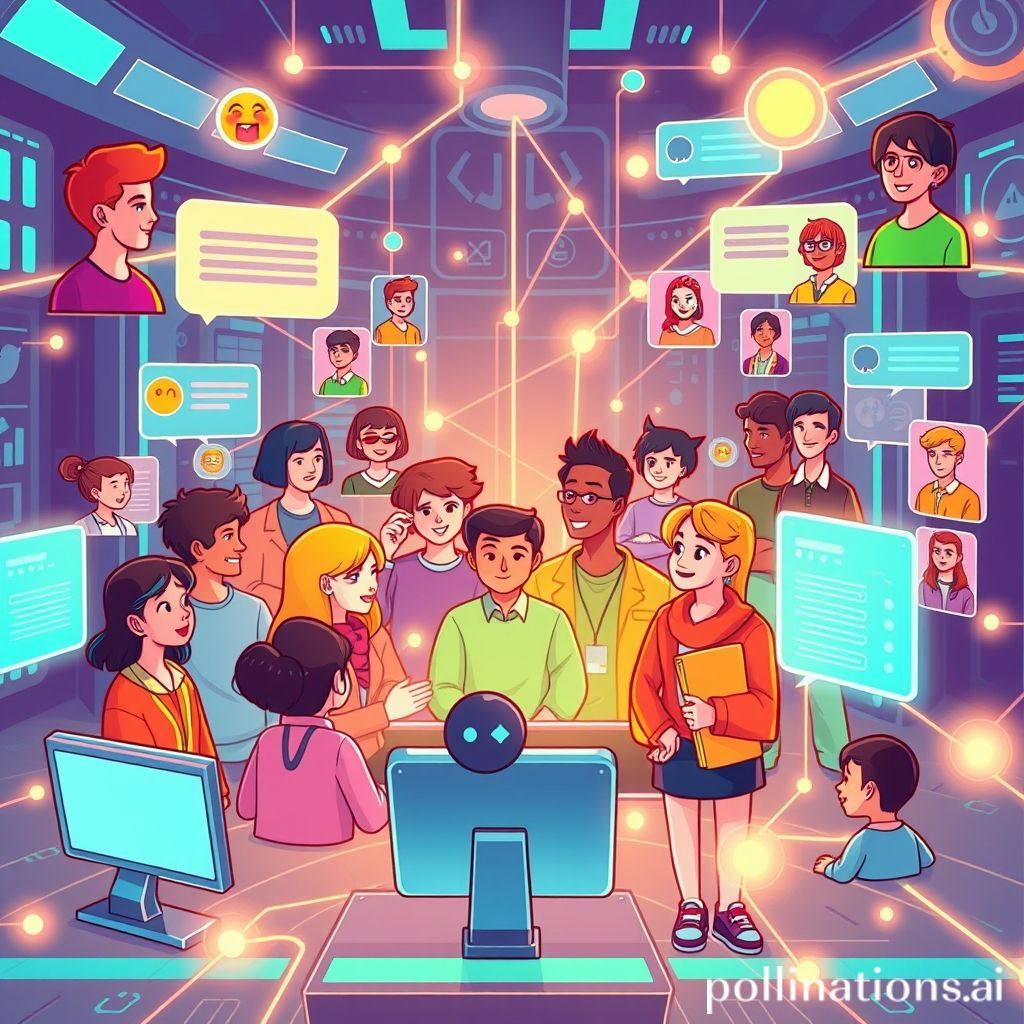 A vibrant online community represented by diverse avatars and profiles digitally connecting within a stylized network interface, showing active discussion forums, shared content, and positive interactions, with glowing lines connecting different user profiles, set in a futuristic yet friendly digital environment, symbolizing a strong niche community, bright colors, detailed UI elements, collaborative mood
