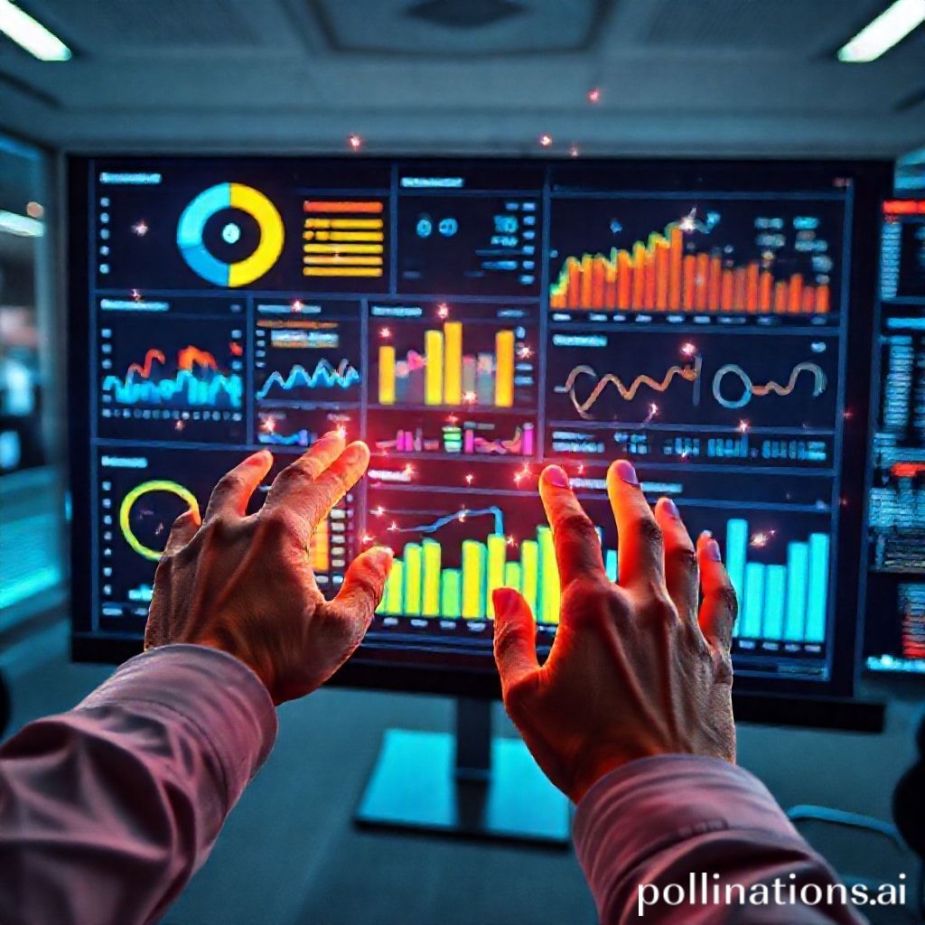 A vibrant data visualization dashboard displaying various marketing metrics, including campaign performance, customer segments, and real-time ad spend optimization graphs. Hands are interacting with a holographic interface, showing data points connecting and flowing, futuristic office setting, high-tech, neon accents, ultra realistic, highly detailed, 8k quality, photorealistic