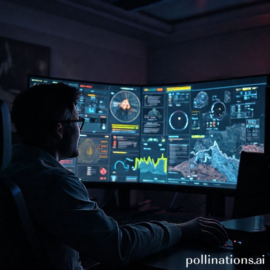 A gamer reviewing their gameplay footage on a large monitor, with analytical overlays and notes, a focused expression, in a dimly lit room with strategic lighting, digital interface elements, thoughtful and reflective mood, high-tech, ultra realistic, highly detailed, 8k quality, photorealistic