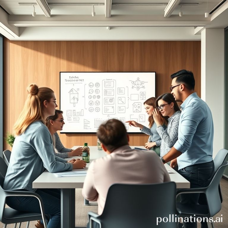 A diverse group of people collaborating around a large table, looking at a shared digital whiteboard with ideas and diagrams, a sense of synergy and teamwork, modern office environment, natural light, warm and inviting colors, professional yet creative atmosphere, ultra realistic, highly detailed, 8k quality, photorealistic