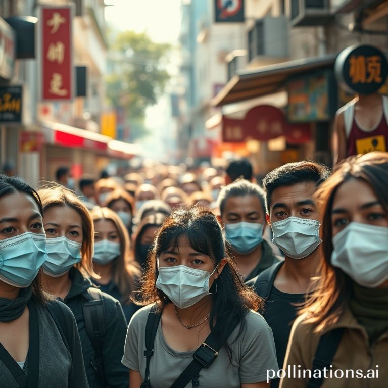 A diverse group of people wearing face masks in a bustling public space, emphasizing community protection, vibrant city street, daytime, soft natural light, shallow depth of field, documentary style, realistic photography, 8k quality