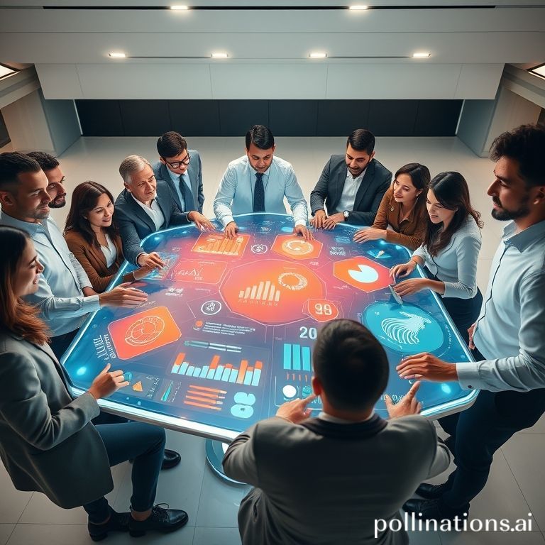 proven - Diverse group of professionals from different ethnicities and backgrounds collaborating around a large interactive h