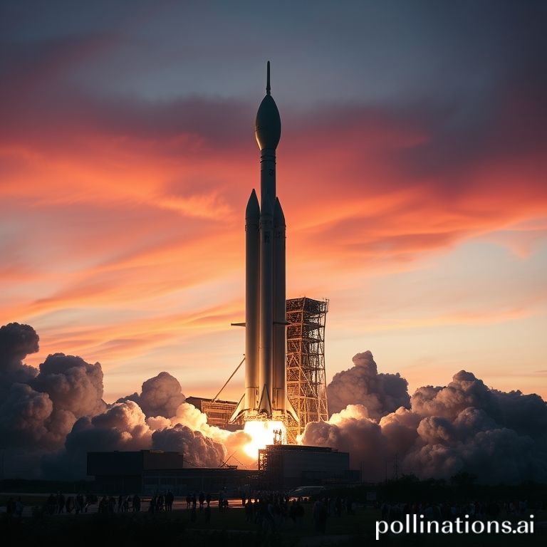 artemis - A powerful Space Launch System (SLS) rocket launching from Kennedy Space Center, emitting fiery exhaust, against a