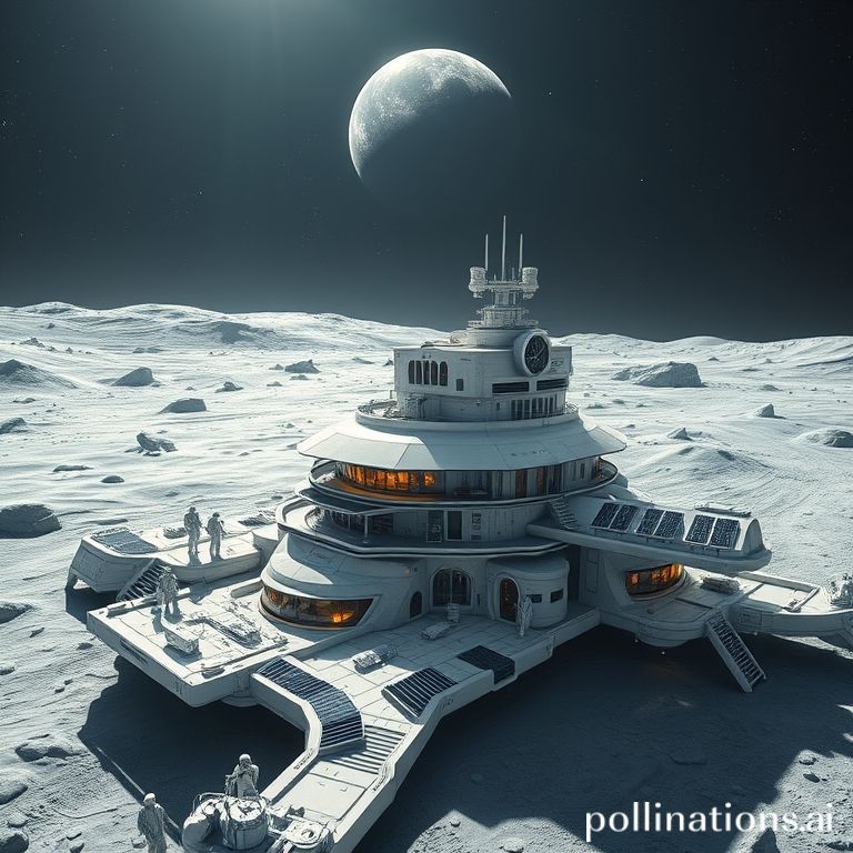 essential - Futuristic modular Moon Base concept with several interconnected habitats, solar panels, and scientific instrumen