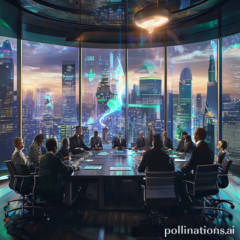 A diverse group of world leaders from different continents engaged in intense, focused discussions around a large, futuristic conference table, representing the Cop30 Summit 2025. The room has large windows overlooking a green city skyline, with holographic displays showing global emission data. The mood is serious but hopeful, with warm, natural lighting. Ultra realistic, cinematic quality, highly detailed, 8k.