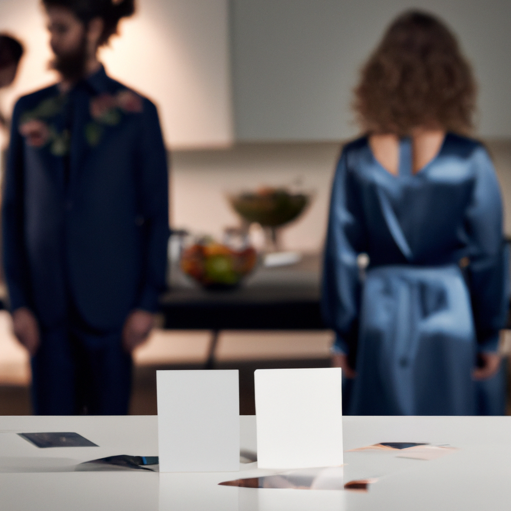 aita - Two siblings standing with their backs to each other, a palpable tension in the air, parents in the background looking