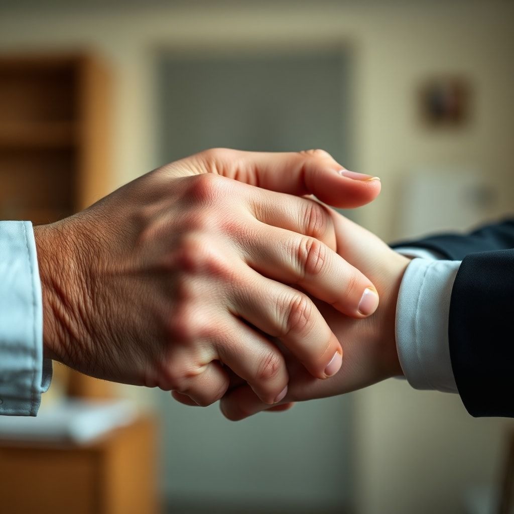 honest - A close-up of two hands, one clasped tightly, the other resting gently, conveying a sense of profound emotional conv