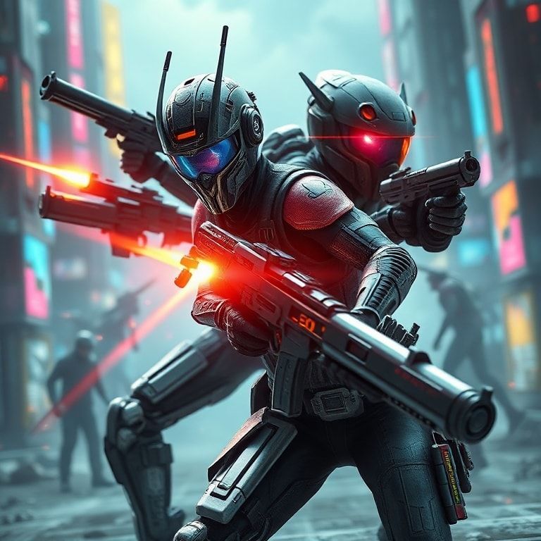 cyberpunk - cybernetic enhancements in action, high-octane combat sequences, futuristic weaponry and gadgets, detailed charac