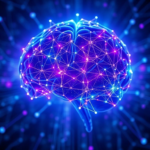 futuristic digital brain glowing with interconnected nodes, representing open-source AI development and collaboration, vibrant blue and purple hues, abstract technology background, highly detailed, digital art, concept illustration, 8k quality, Openais concept