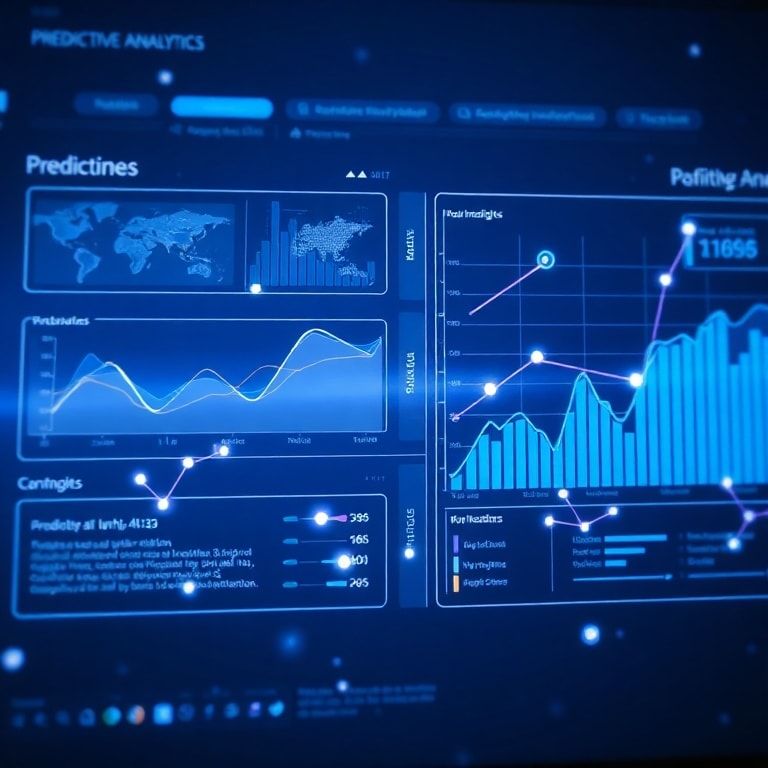 openai - digital interface showing predictive analytics and proactive AI suggestions, clean modern design with data visualiza