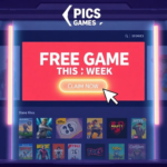 A vibrant and inviting digital storefront interface of the Epic Games Store, prominently displaying a large banner for a 'FREE GAME THIS WEEK'. The banner features an eye-catching, stylized image of a popular video game cover art. A cursor hovers over a glowing 'Claim Now' button, surrounded by minimalist UI elements and a subtle futuristic glow. The background shows other game titles and a diverse selection of genres. The overall mood is exciting and accessible, inviting users to claim their free offer, representing 'Claim This Weeks' opportunity clearly, ultra realistic, highly detailed, 8k quality, digital art style.