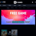 Epic Games Store interface showing a prominent 'Free Game' banner with a vibrant, high-quality game cover art, text overlay 'Claim Your Free Game Now!', digital storefront, modern UI, bright and inviting, 'Urgent Claim Your' button highlighted, 4K resolution, photorealistic