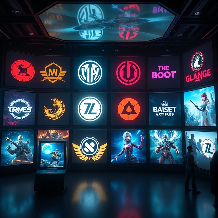 urgent - A dynamic montage showcasing various upcoming video game logos and concept art, intermingled with snippets of divers
