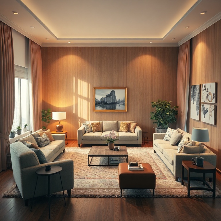 apples - a holographic representation of a detailed 3D map of a living room, with virtual objects interacting realistically w