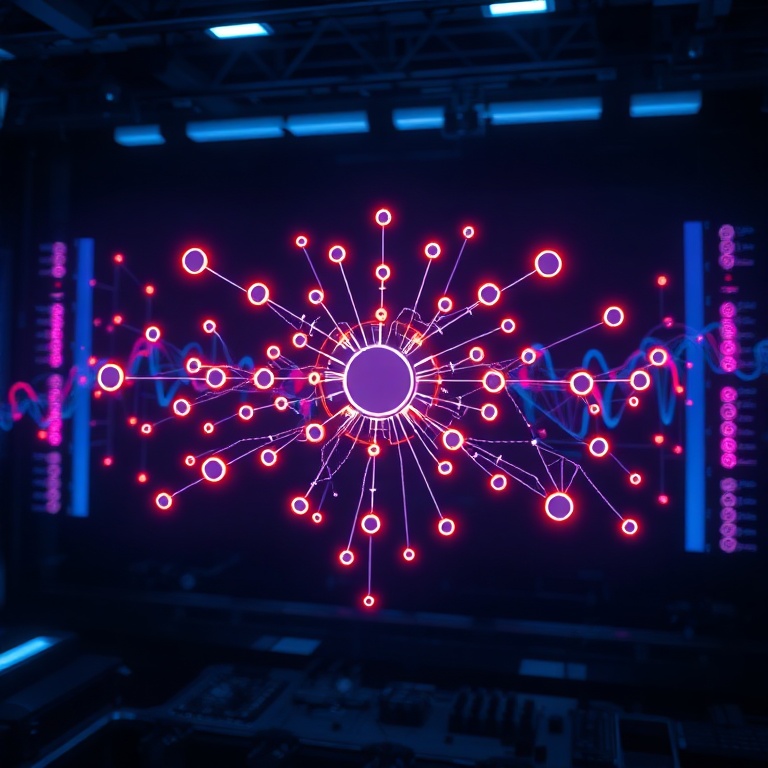A futuristic, sleek AI interface displaying a complex neural network diagram with glowing nodes and lines, representing advanced GPT-6 capabilities, set against a dark, high-tech background with subtle blue and purple lighting, reflecting innovation and deep learning, cinematic, ultra realistic, highly detailed, 8k quality, photorealistic
