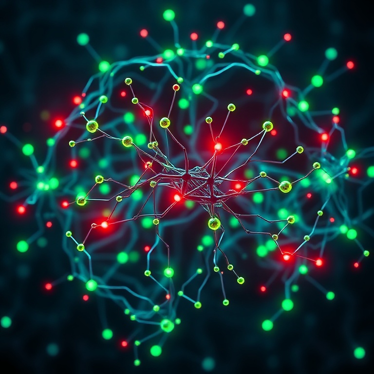 tools - A digital representation of intertwined neural networks with glowing nodes, some nodes highlighted in red indicating