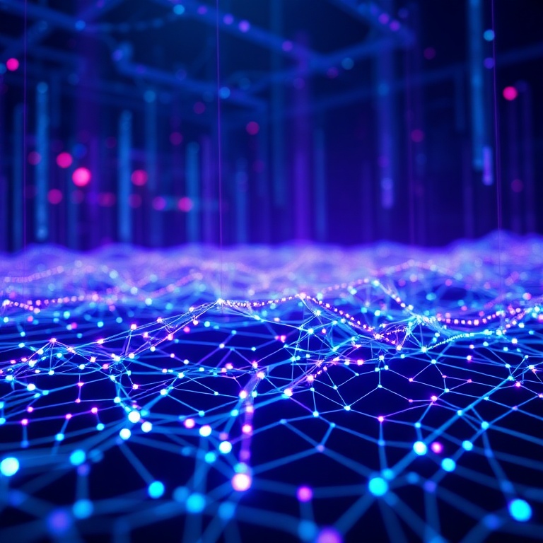 An abstract depiction of data flowing seamlessly between a user's device and a secure cloud network, representing the hybrid