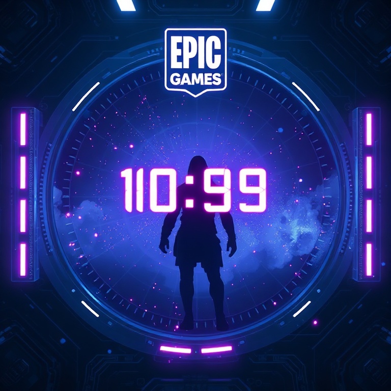 claim - A futuristic digital interface displaying a countdown timer and a silhouette of a mysterious object or game character