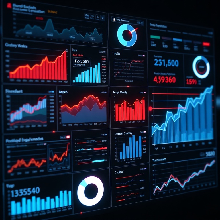 explosive - A sophisticated data visualization dashboard displaying various charts, graphs, and metrics related to business g