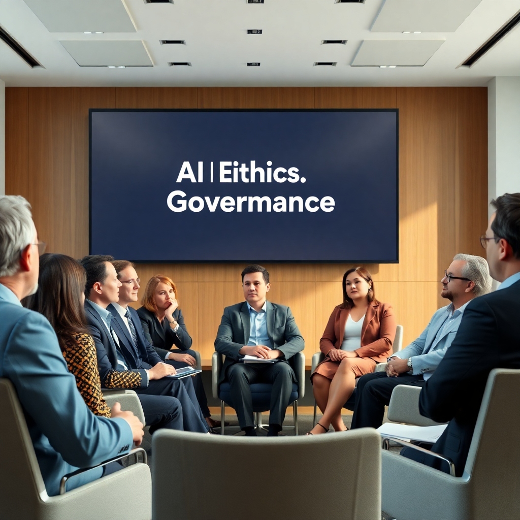 openai - diverse group of ethicists, policymakers, and technologists in a modern conference room, discussing ethical guidelin