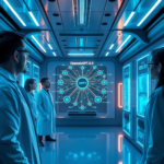 A futuristic, sleek laboratory interior with glowing blue data streams and holographic displays, showcasing a complex neural network diagram labeled 'Openais GPT-5.5'. Scientists in modern lab coats are observing the data with focused expressions, conveying a sense of groundbreaking technological advancement and discovery. The overall mood is high-tech and inspirational, with vibrant neon accents and a deep sense of future potential, ultra realistic, highly detailed, 8k quality, photorealistic