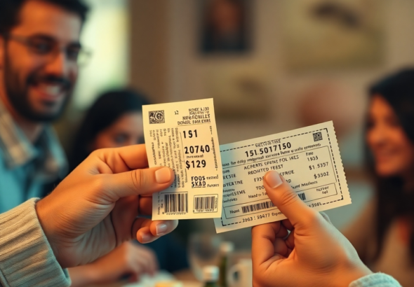 A close-up of two lottery tickets being accidentally swapped between hands, one hand reaching out, the other retracting, blurred background of a lively family gathering, warm lighting, slightly anxious mood, ultra realistic, highly detailed, 8k quality, photorealistic, accidental swap of tickets