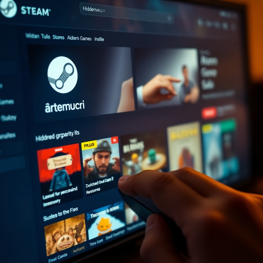 epic - A close-up of a computer screen displaying the Steam store interface, with various game titles on sale, some highlight
