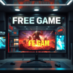 A digital storefront displaying a 'FREE GAME' banner prominently, with a highly detailed, fantastical action-adventure game cover art in the center. The scene is vibrant with glowing UI elements and a sense of excitement. Futuristic, high-resolution, gaming desktop setup, cinematic lighting, 8k quality, photorealistic