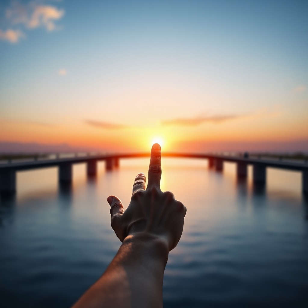 openai - A conceptual image of a bridge between the physical and digital world, a human hand reaching out to touch a shimmeri